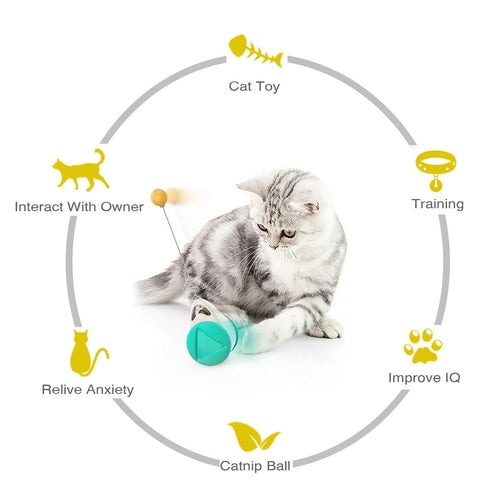 Juguete interactivo para gatos con bola oscilante y giratoria